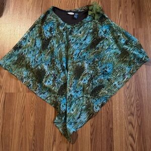 Vintage Zoey Beth plus‎ Blue and Green Poncho Top Size 3x